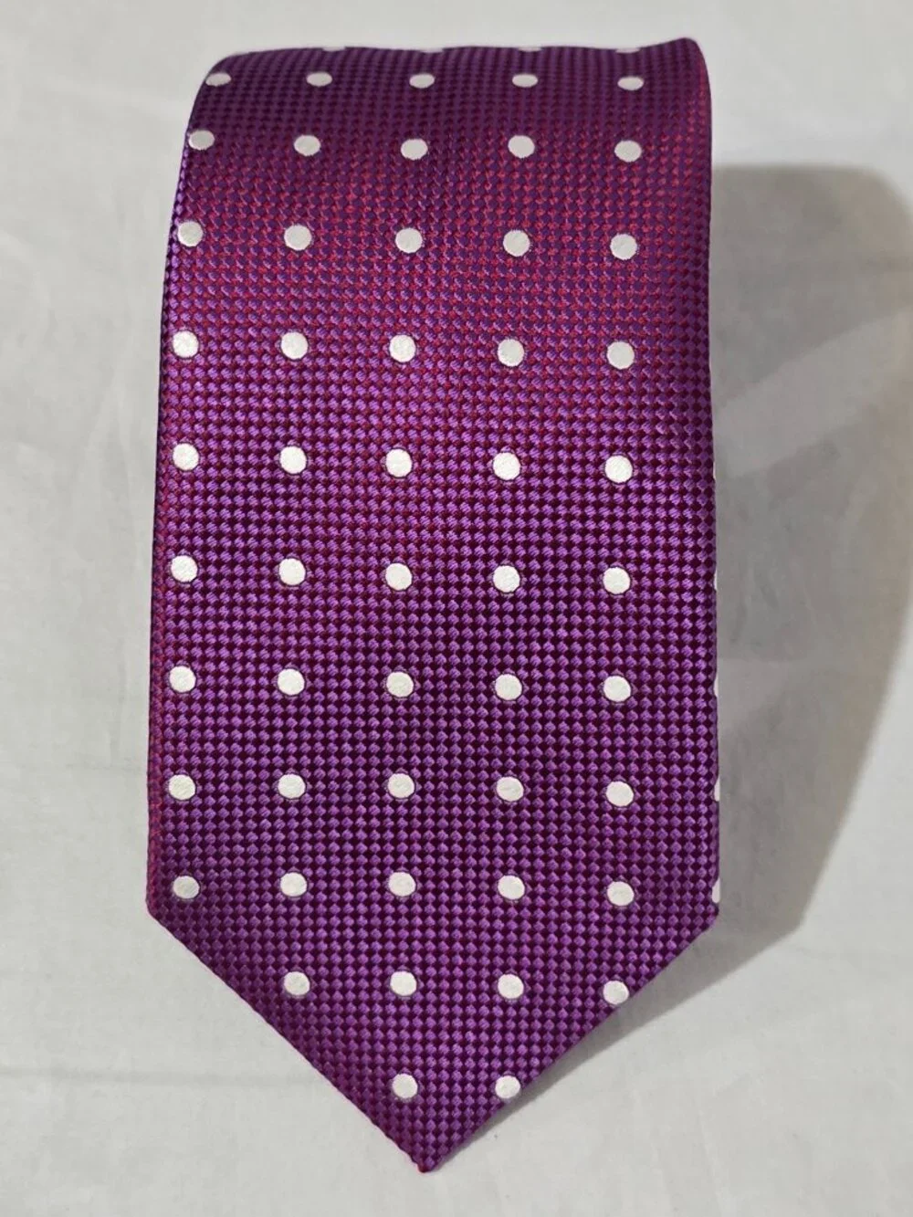 Eton Made in England 100% Silk Necktie - Purple White Dot